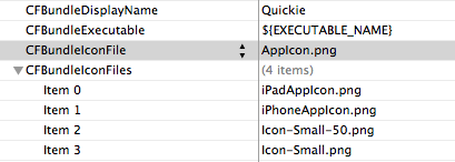 Setting up icon meta data, so it displays proper icons on iPhone/iPad