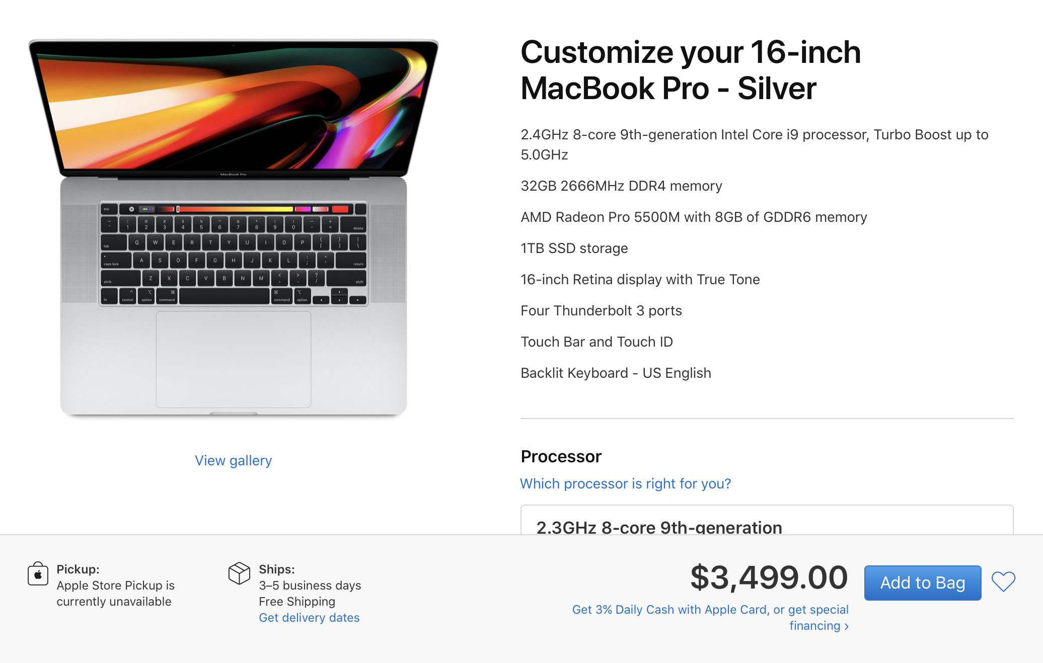 16in MacBook Pro 2020